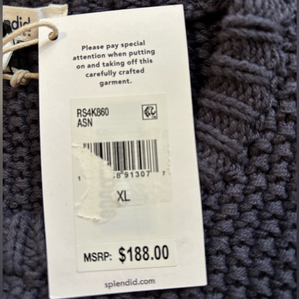 Splendid Collection Andrea Cropped Cardigan in Blue Size XL. NWT - Picture 9 of 12